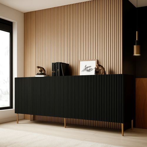 Credenza Londa, 200x42 h82 cm, Nero