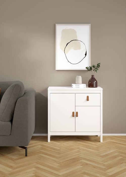 Credenza Lucienne, Buffet da soggiorno, Madia da salotto, Dispensa da cucina, 38x82 h80 cm, Bianco