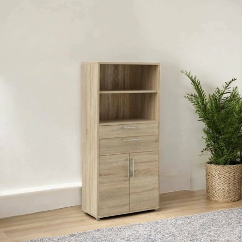 Credenza Ludivine, Buffet da soggiorno, Madia da salotto, Dispensa da cucina, 89x40 h186 cm, Quercia