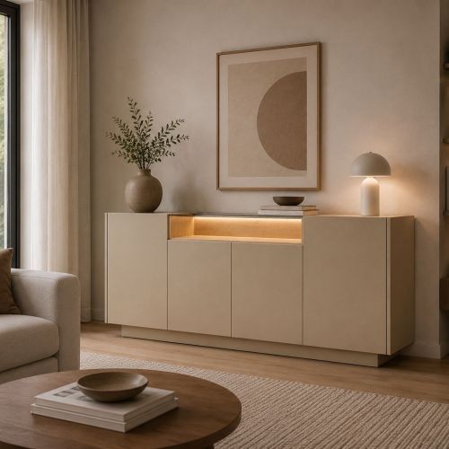 Credenza Marrone Chiaro Marrone 4 Ripiani Apertura Battente 103x40x83h cm, 4 Ante - Halefa
