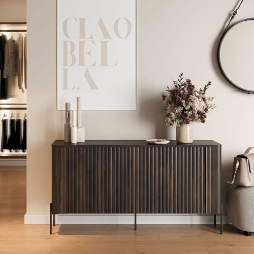 Credenza Marrone Noce 3 Ripiani Apertura Battente 150x40x80h cm, 3 Ante - Susegana