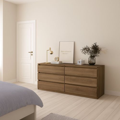 Credenza Marrone Noce 6 Cassetti Apertura Scorrevole 154x50x68h cm, Chiusura Scorrevole - Joyce