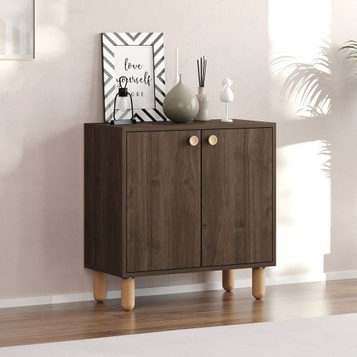 Credenza Marrone Noce Marrone Rovere un Ripiano 2 Ante 72x36x73h cm, 2 Vani - Pontida