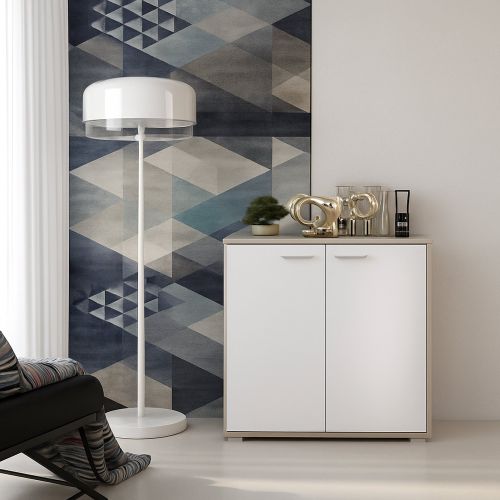 Credenza Marrone Olmo Bianco Cassetti un Ripiano 68x34x74h cm, Apertura Battente - Osteno