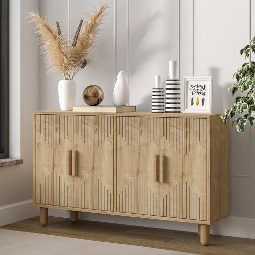 Credenza Marrone Rovere 2 Ripiani Apertura Battente 120x30x74h cm, 4 Ante - Colzano