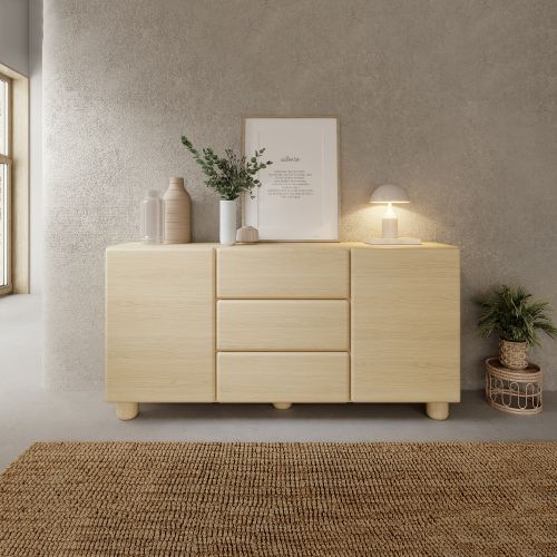 Credenza Marrone Rovere 3 Cassetti 2 Ripiani 160x38x80h cm, Apertura Battente, Scorrevole - Hamonene