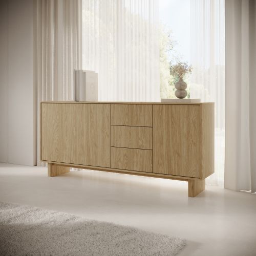 Credenza Marrone Rovere 3 Cassetti 3 Ripiani 183x38x83h cm, Apertura Battente - Hasilo