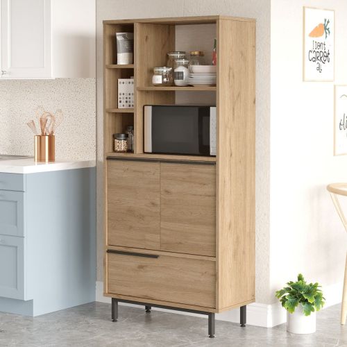 Credenza Marrone Rovere 4 Ripiani 3 Ante 75x36x162h cm, 7 Vani - Cinisi