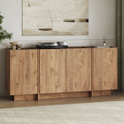 Credenza Marrone Rovere 4 Ripiani 4 Ante 180x45x80h cm, 8 Vani - Nolova
