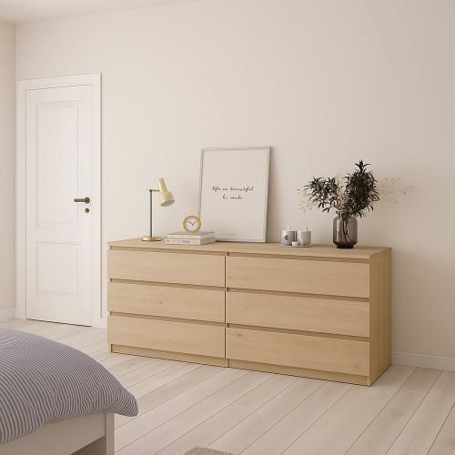 Credenza Marrone Rovere 6 Cassetti Apertura Scorrevole 154x50x68h cm, Chiusura Scorrevole - Joyce