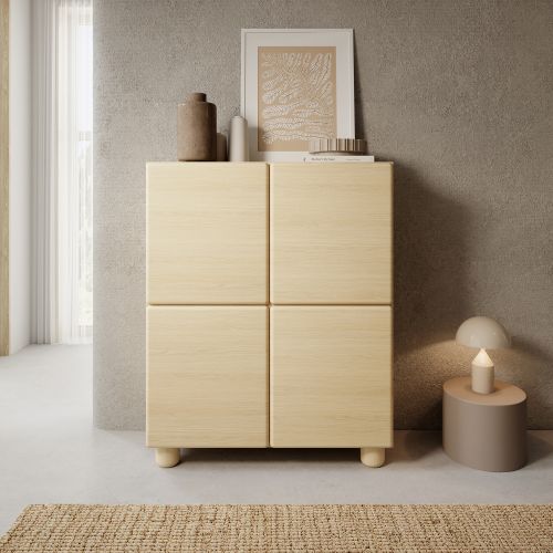 Credenza Marrone Rovere 6 Ripiani Apertura Battente 100x38x125h cm, 4 Ante - Hamola