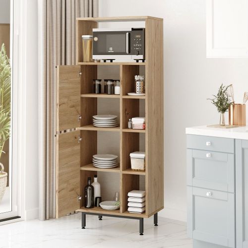 Credenza Marrone Rovere 7 Ripiani 2 Ante 160x36x45h cm, 9 Vani - Uta