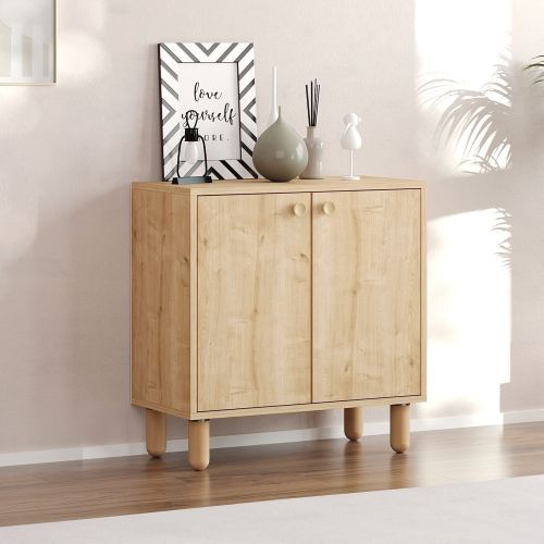 Credenza Marrone Rovere un Ripiano 2 Ante 72x36x73h cm, 2 Vani - Pontida