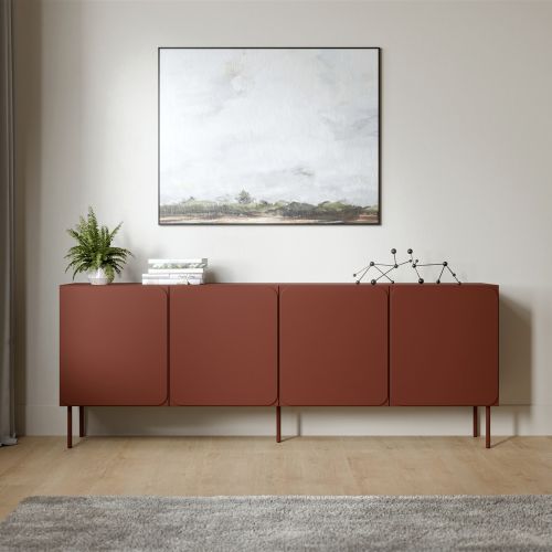 Credenza Marrone Terracotta 2 Ripiani Apertura Battente 200x42x75h cm, 4 Ante - Canino