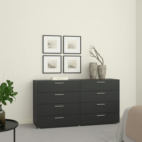 Credenza nera 140x40x81h cm 8 cassetti - Urduja