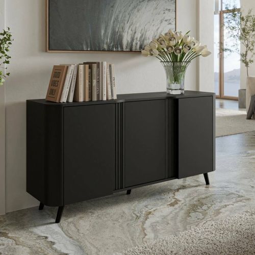 Credenza nera 150x42x70h cm 3 ante - Loreo