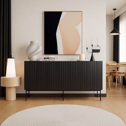 Credenza nera 150x42x75h cm 3 ante - Spirano