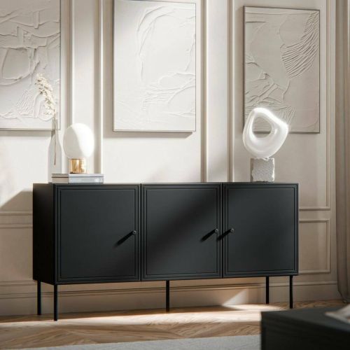 Credenza nera 151x40x75h cm 3 ante - Vigasio