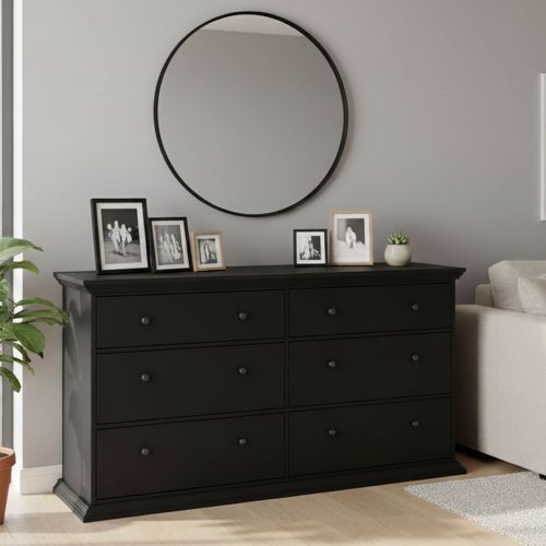 Credenza nera 163x51x88h cm 6 cassetti - Hibaru