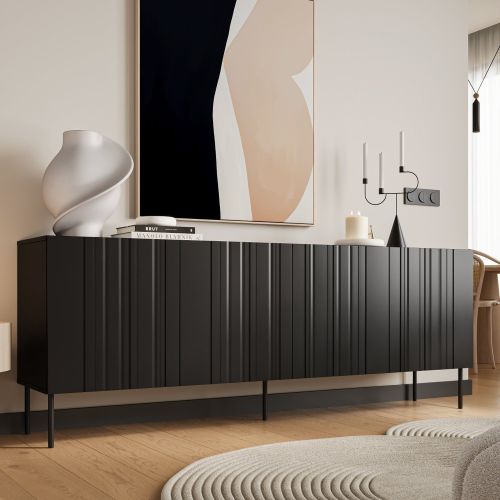 Credenza nera 200x42x75h cm 4 ante - Gerace
