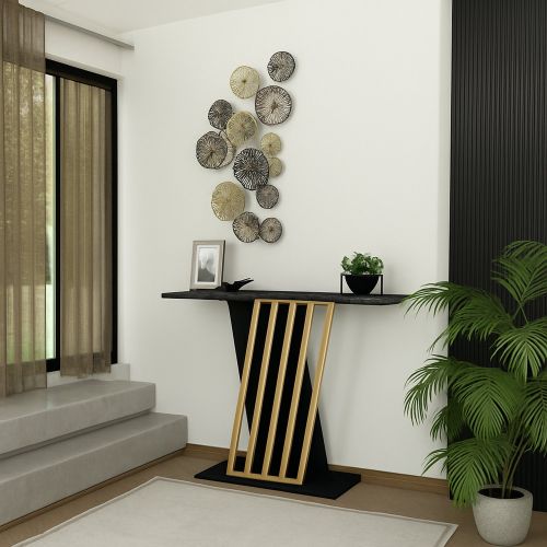 Credenza nera e oro 90x29x76h cm moderna - Cempaka