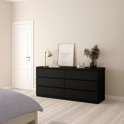 Credenza Nero 6 Cassetti Apertura Scorrevole 154x50x70h cm, Chiusura Scorrevole - Abacadabra