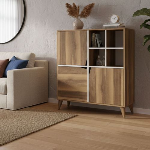 Credenza noce e bianca 100x30x115h cm 2 ante - Barasso