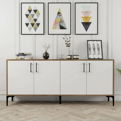 Credenza noce e bianca 180x35x78h cm 4 ante - Agape