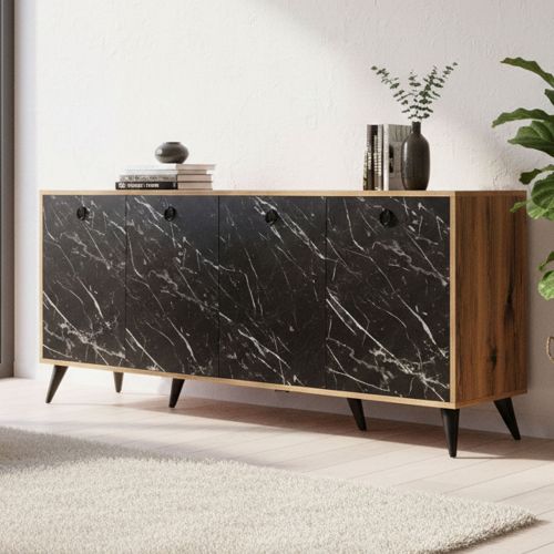 Credenza noce e grigia 180x45x80h cm 4 ante - Ernie