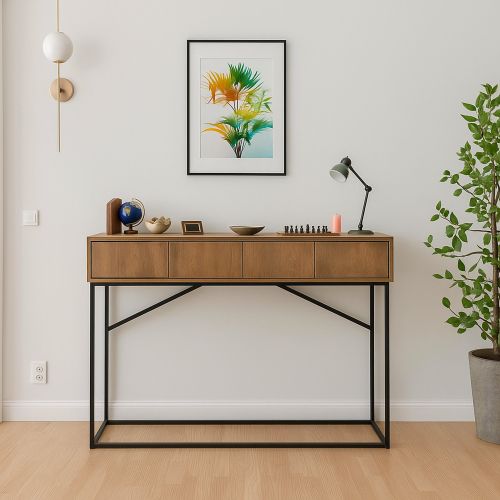 Credenza noce e nera 120x36x90h cm 3 cassetti - Avetrana