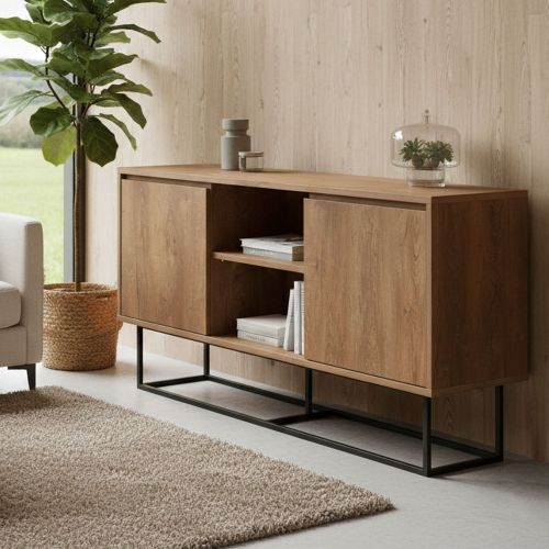 Credenza noce e nera 140x36x72h cm 3 ante - Levante