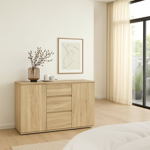 Credenza quercia 119x40x83h cm 2 ante e 3 cassetti - Zumpano