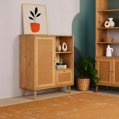 Credenza quercia 90x40x110h cm 2 ante - Jingu