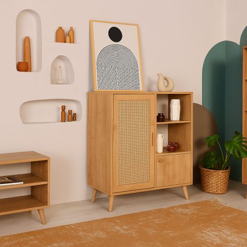 Credenza quercia 90x40x110h cm 2 ante - Sfalerite