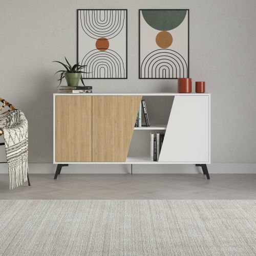 Credenza quercia e bianca 150x35x82h cm 2 ante - Margravi