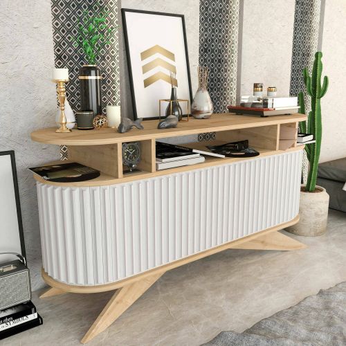 Credenza quercia e bianca 150x43x75h cm 2 ante - Joy