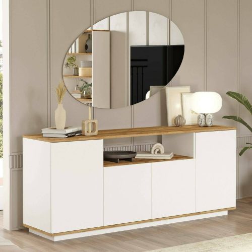 Credenza quercia e bianca 180x44x75h cm 3 ante - Aziz