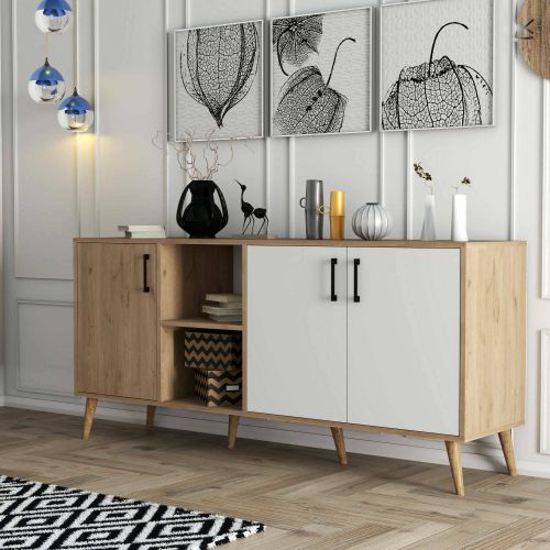 Credenza quercia e bianca 180x45x80h cm 3 ante - Vardah