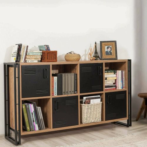 Credenza quercia e nera 164x35x89h cm 4 ante - Dodong