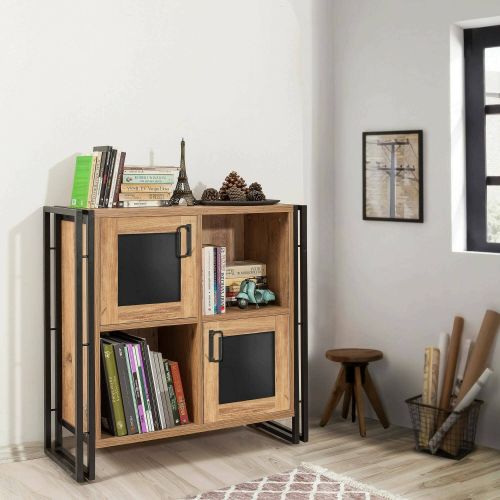 Credenza quercia e nera 89x35x89h cm 3 ante - Telesilla