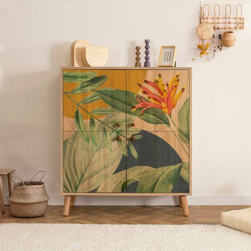 Credenza quercia e verde 95x36x111h cm 4 ante - Agyemang