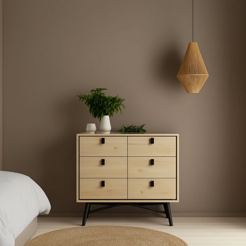 Credenza rovere 101x40x94h cm 6 cassetti - Maka