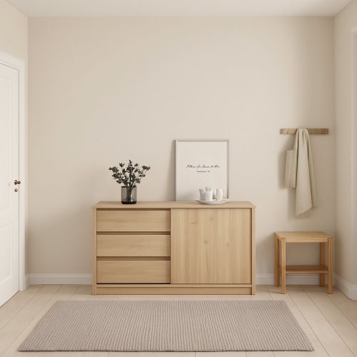 Credenza rovere 118x50x75h cm 1 anta e 3 cassetti - Bebinca