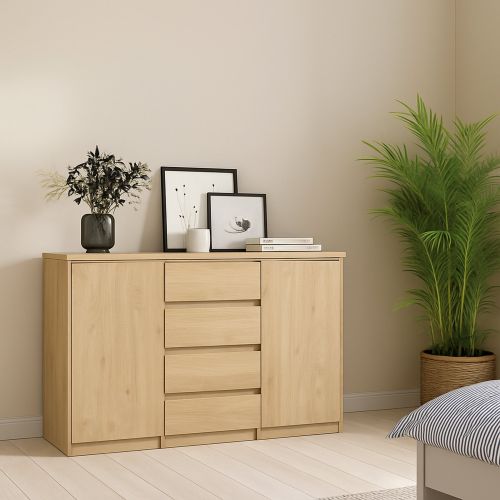 Credenza rovere 120x50x90h cm 2 ante e 4 cassetti - Angelika