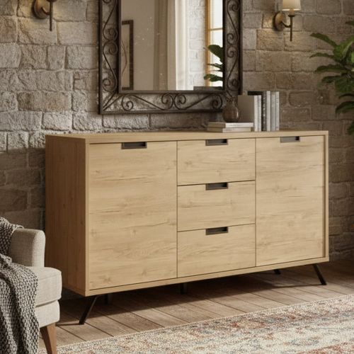 Credenza rovere 156x50x86h cm 2 ante e 3 cassetti - Alphonse