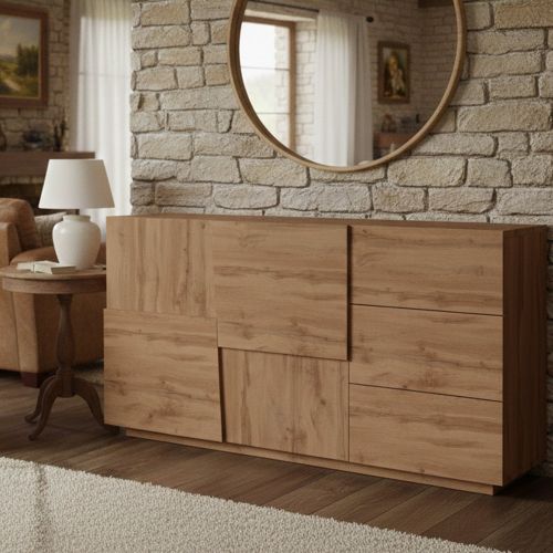Credenza rovere 180x44x86h cm 2 ante e 3 cassetti - Avelignese
