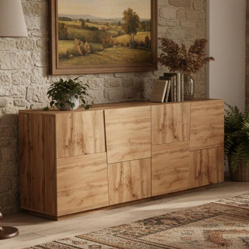 Credenza rovere 200x44x86h cm 4 ante - Arda
