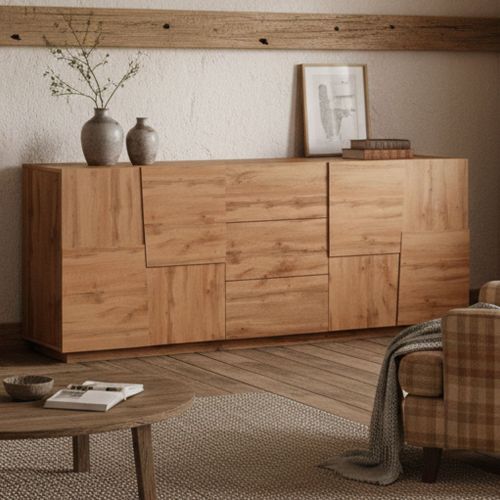 Credenza rovere 220x44x86h cm 4 ante e 3 cassetti - Astel