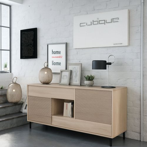 Credenza rovere cannettato 151x41x80h cm 2 ante e 2 cassetti - Abib