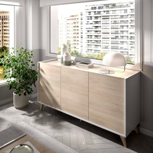 Credenza rovere e bianca 155x43x75h cm 3 ante - Afrodite